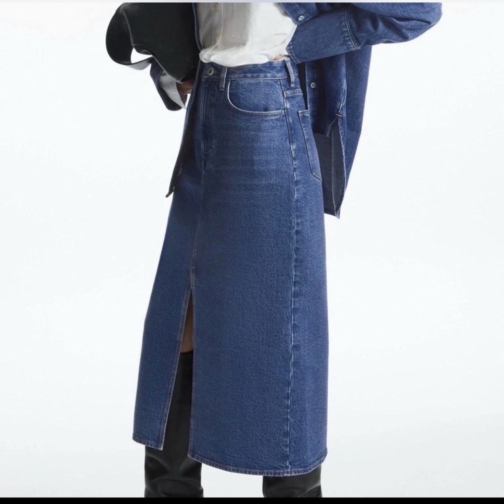 COS Women's Blue Denim Midi Skirt
